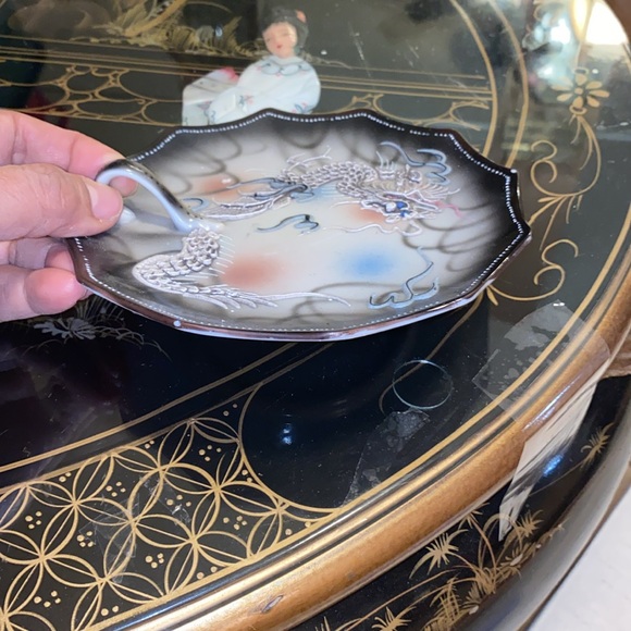 Vintage RS Made in Japan Moriage Dragonware Nappy Dish Scalloped Edge, 3D Dragon - Picture 3 of 5